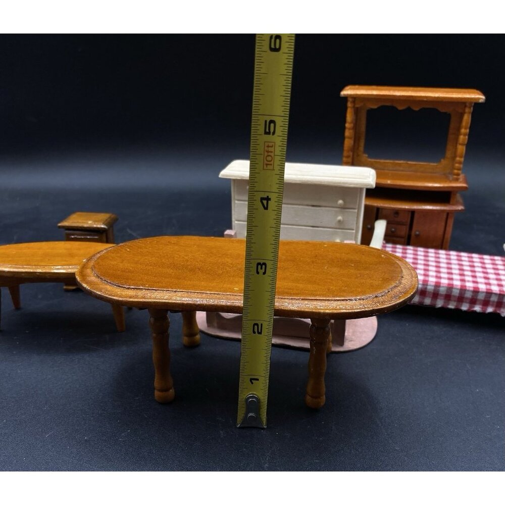 Lots 7 Miniature Dollhouse Bed Tables Buffet Dresser Nightstand ￼ - Picture 15 of 16